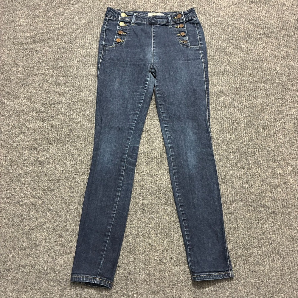 Papaya Womens Skinny Jeans Size 5 Sailor Button Fly Dark Wash Mid‎ Rise